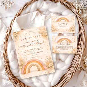 Invitation Baby Shower Bohème Arc-en-Ciel Neutre