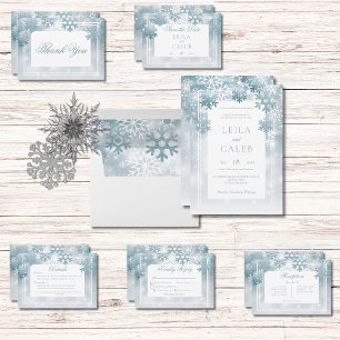 Save The Date Mariage moderne Dusty Blue Snowflake