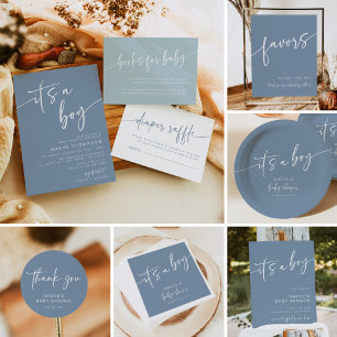 Dusty Blue Baby Duschpapier Napkins Moderner Junge Serviette