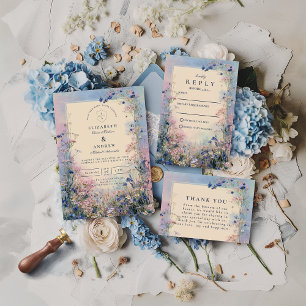 Pastell-Wildblumen-Wiesen-Hochzeit RSVP Karte