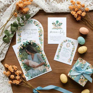 Sticker Rond Fleur sauvage de printemps Easter Bunny Baby showe