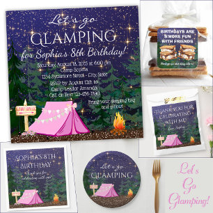 Girls Glamping Geburtstagsparty Einladung