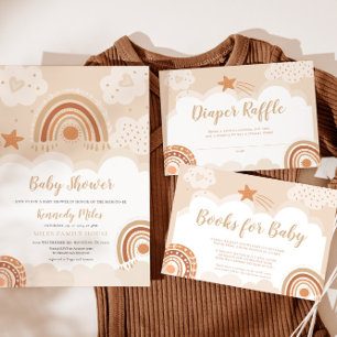 Boho Rainbow Baby Shower Windschutzscheibe Mitteilungskarte