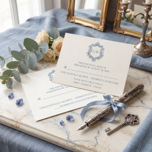 Faire-part de mariage arqué bleu poussiéreux Baroq