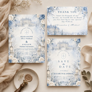 Invitation Mariage d'hiver bleu intemporel