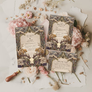 Boho-Wald-Geweih-Hochzeit Dankeskarte