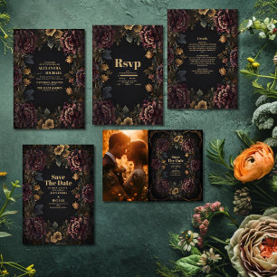 Foto Viktorianische gotische Blumenzarge Dankeskarte