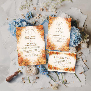 Invitation Mariage Rustique d'Automne aux Feuilles d'Érable