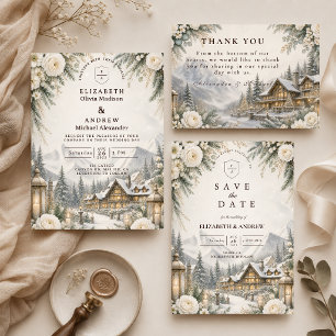 Save The Date Mariage Envoûtant en Montagne en Hiver
