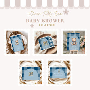 Denim Teddy Bear Baby Shower Einladung