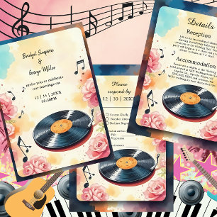Cartons Réponse mariage d'aquarelle musicale florale