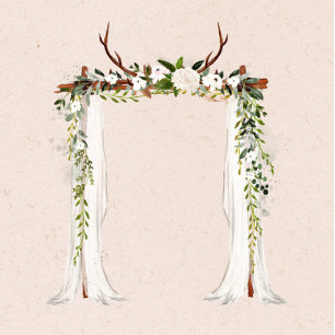 Invitation Boho Deer Antlers Canopée blanche Rustique