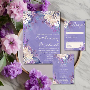 Invitation En Aluminium Ambiance romantique Lavande Aquarelle Florale Prin