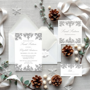 Silver Snowflake Winter Sweet 16 Runder Aufkleber
