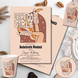 Retro Pastel Pink Rodeo Junggeselinnen-Abschied Einladung