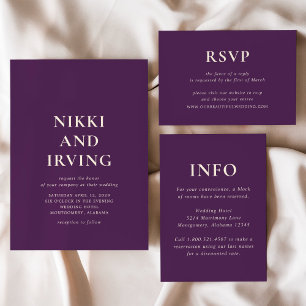 Invitation Simple Mariage Moderne Violet Gras