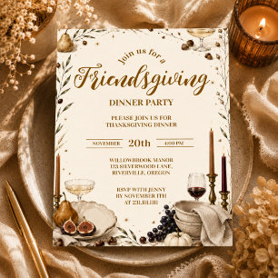 Invitation Dîner raffiné de Friendsgiving dans un style minim