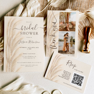 Invitation Boho été pampas herbe aquarelle nuptiale douche