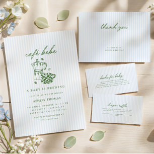 Cafe Bebe Baby Shower   Grünes & Blaues Baby ist u Einladung
