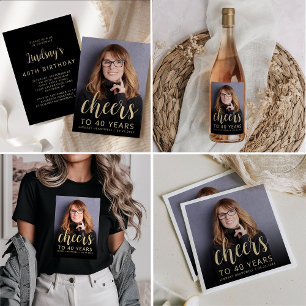 Custom Foto Cheers 40. Geburtstag Party Tri-Blend Shirt