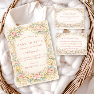 Rosa Barock-Garten-Baby-Shower in zartem Rosa Serviette