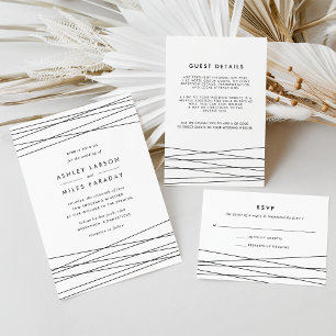 Carte RSVP Linee   Noir et blanc