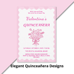 Eleganter Quinceañera-Blumenstrauß   Rosa & Weiß Kissen