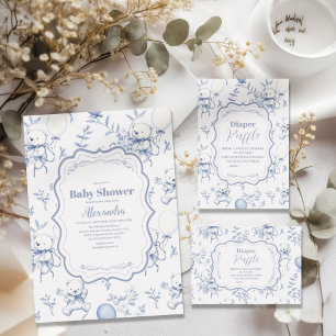 Toile De Jouy Bear Babydusche Bücher für Baby Begleitkarte