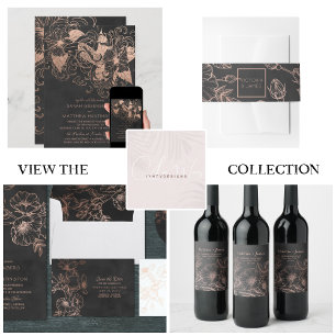 Rose Gold Foil Floral Koi Hochzeit Einladung