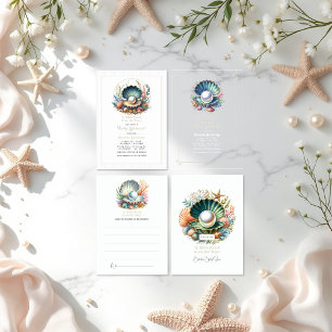 Carte Conseil Ocean & Seashell Thème Little Pearl Baby shower