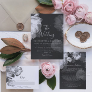 Cartons Réponse B&W Antique Vintage Romantique Floral Mariage