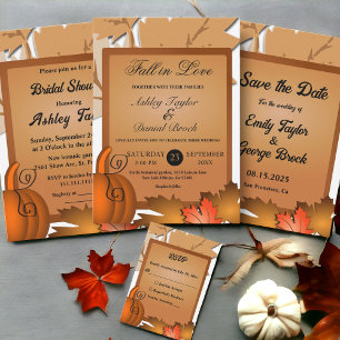 Invitation Elégant Rustic Fall Feuilles Citrouille Automne Ma