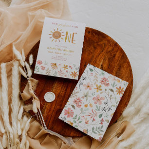 Floral Little Sunshine 1er anniversaire Invitation