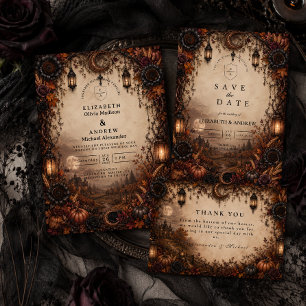 Düstere Herbstromanze-Hochzeit RSVP Karte