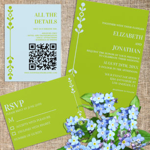 Carte D'accompagnement Détails de mariage Citron Vert et Bleu Côté Mer