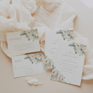 Schönes Sage Leaf & White Blume Hochzeit RSVP Karte