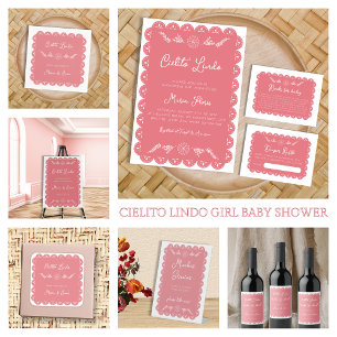 Étiquette Pour Bouteilles De Vin Cielito Lindo Papel Picado Girl Baby shower