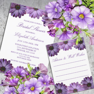 Invitation à la douche nuptiale florale violette
