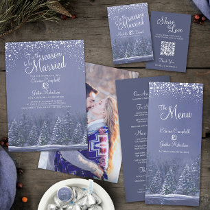 Winterhochzeit Pinienbäume blaue Kunst danke Kleine Geschenktüte