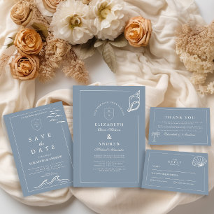 Invitation Mariage main Nautique tiré