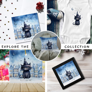 Ornement En Céramique Cat noir personnalisé hiver famille Noël