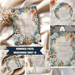 Invitation Marine romantique Pastel Fleur sauvage Sweet 16