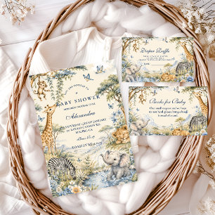 Botanisches Blau Safari Junge Baby Shower Einladung