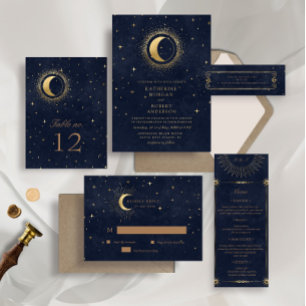Invitation Celestial Midnight Stars Budget Mariage photo