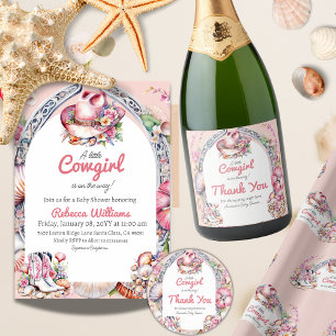 Western Kleine Cowgirl Pink Coastal Babydusche Geschenkpapier