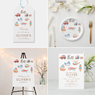 Niedlicher Wasserstraßenverkehr Junge Geburtstagsp Serviette