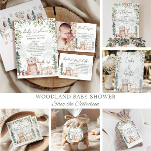 Woodland Baby Dusche Foto Dankeskarte