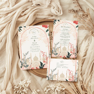 Traditionelle elegante islamische Hochzeit mit Flo RSVP Karte