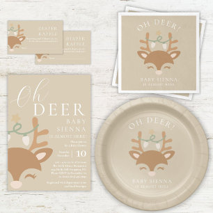 Invitation Oh Deer Neutral Noël Reindeer Baby shower
