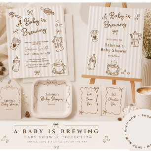 Baby ist am Brauen Handgezeichnete Kaffee-Baby-Par Einladung